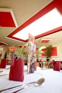 Gedeckter Tisch im Eiscafé-Pizzeria-Hotel Rialto